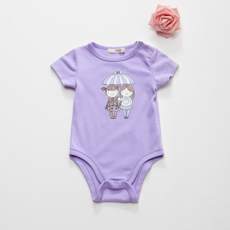 combed cotton baby rompers with cartoon printing