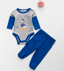 combed cotton baby rompers with cartoon printing
